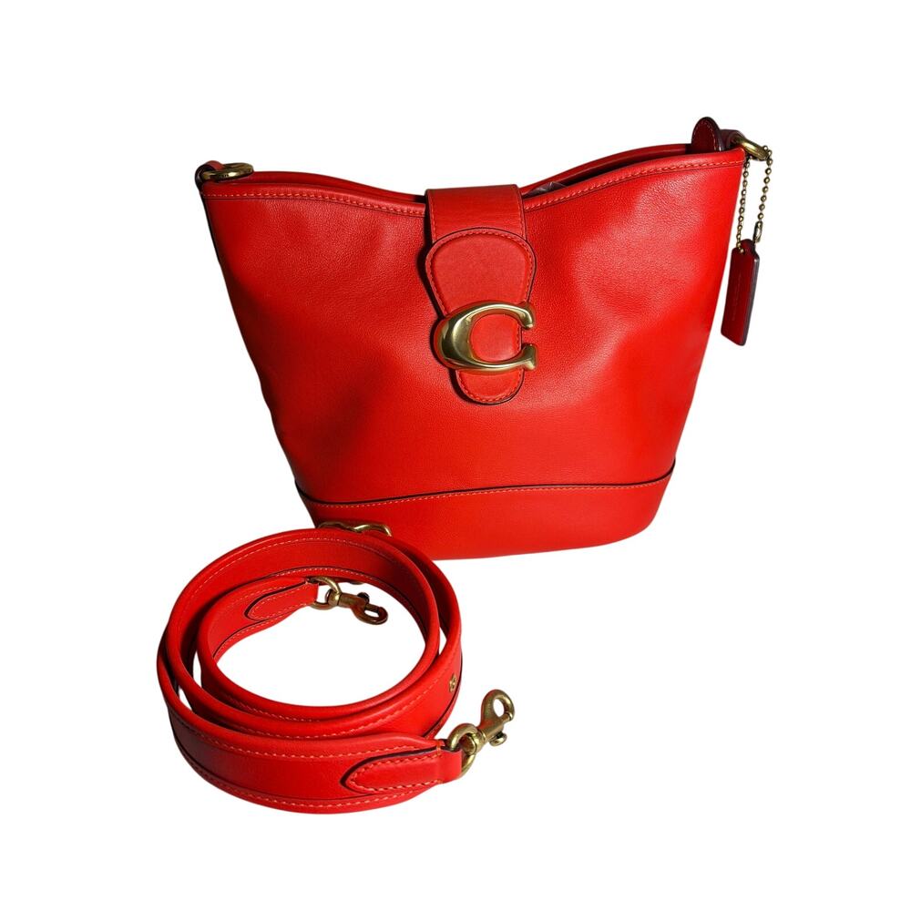 Coach Tali Bucket Bag Orange Soft Leather Magnetic and Zipper Closure NWOT